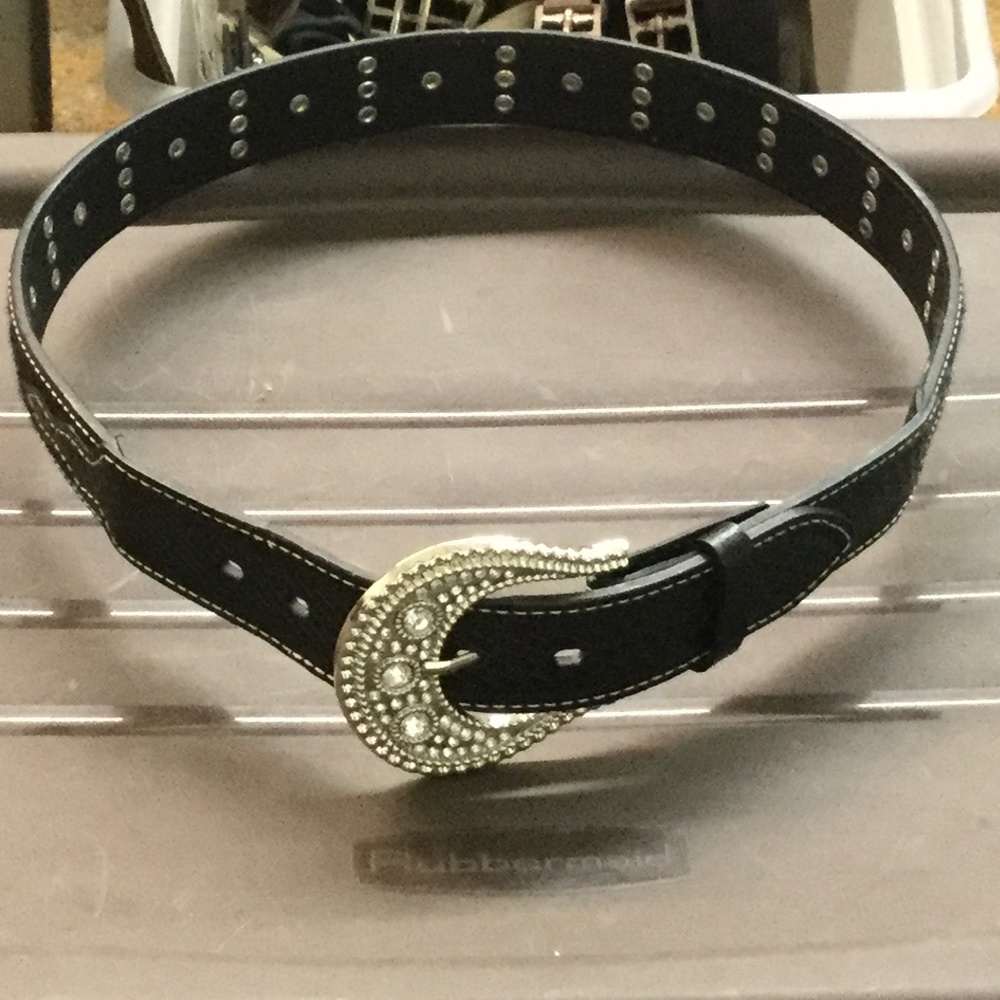 Womens black bling belt